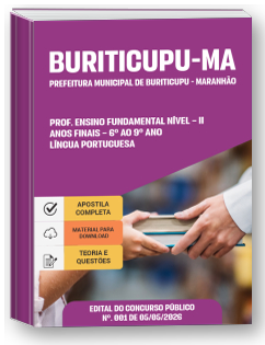 Prof. Ensino Fundamental Nível II - Anos Finais - 6º Ao 9º Ano - Língua Portuguesa - Prefeitura de Buriticupu-MA